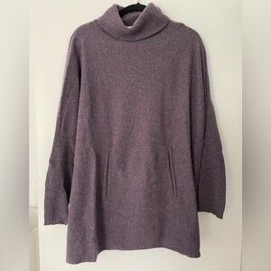 Garnet Hill Heathered Purple Oversized Turtleneck Sweater